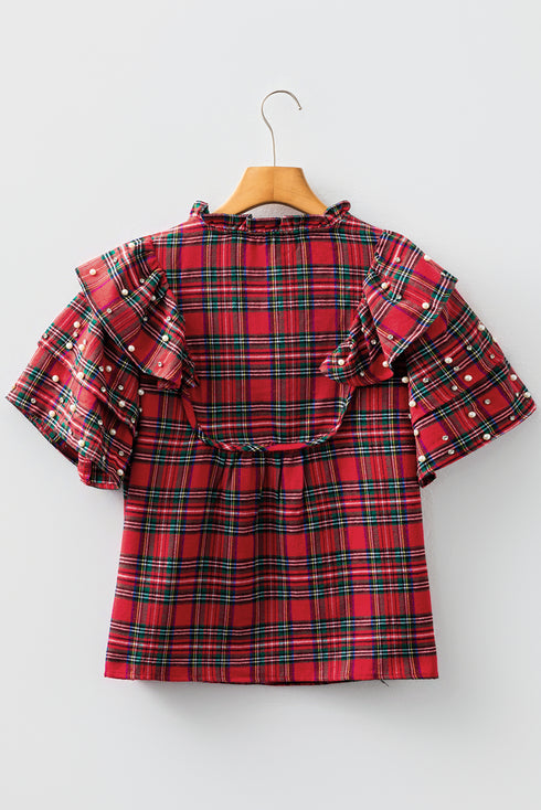 plaid short sleeve blouse