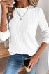 white ribbed knit top