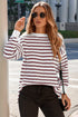 Fiery Red Striped Knit Split Hem Baggy Sweater