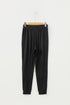 Black Ribbed Drawstring Active Jogger Pants