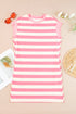 Pink Stripe Cap Sleeve Shift T Shirt Dress