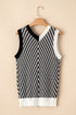 Black Contrast Chevron Knit V Neck Sweater Vest