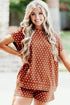 Brown Polka Dot Print Short Set