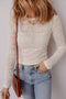 Jet Stream Semi Sheer Lace Long Sleeve Cropped Top