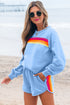 Beau Blue Accent Pullover and Shorts Two Piece Casual Set