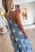 star-print-buttoned-strap-pleat-wide-leg-denim-overall