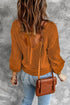 Orange Drop Shoulder Back Cut-out Sweater with Tie