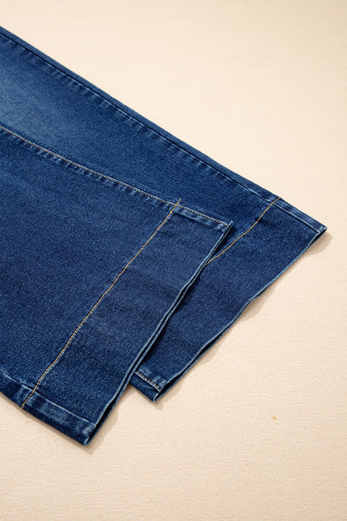 Blue Acid Wash Contrast Lace-up Plus Size Jeans