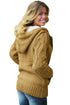 Fur Hood Horn Button Sweater Cardigan
