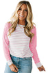 Rose Stripe Raglan Patchwork Long Sleeve Tee