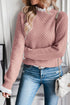 Fushia Contrast Lace Frilled Trim Raglan Sleeve Sweater
