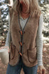 Dark Khaki Sherpa Contrast Trim Patch Pocket Cartridge Toggle Button Vest