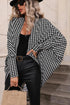 Black Houndstooth Print Open Front Long Dolman Kimonos