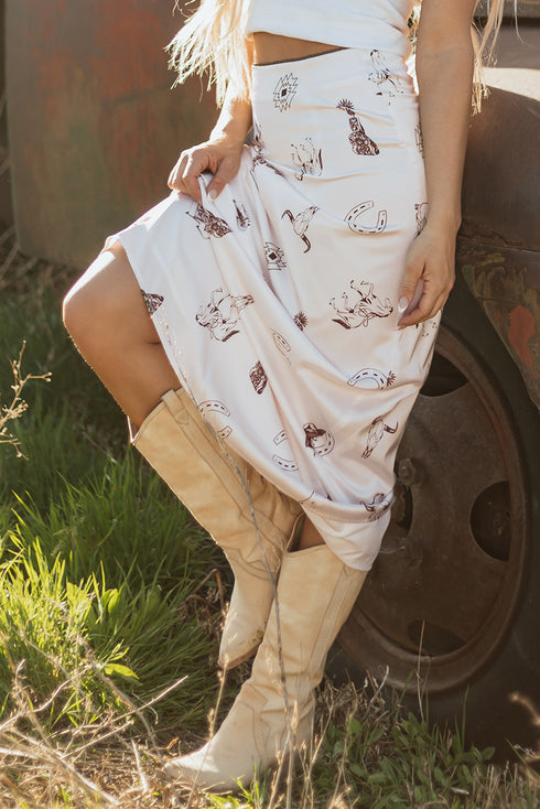 western print skirt
