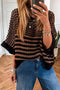 Black Stripe 3/4 Draped Sleeve Slouchy Sweater
