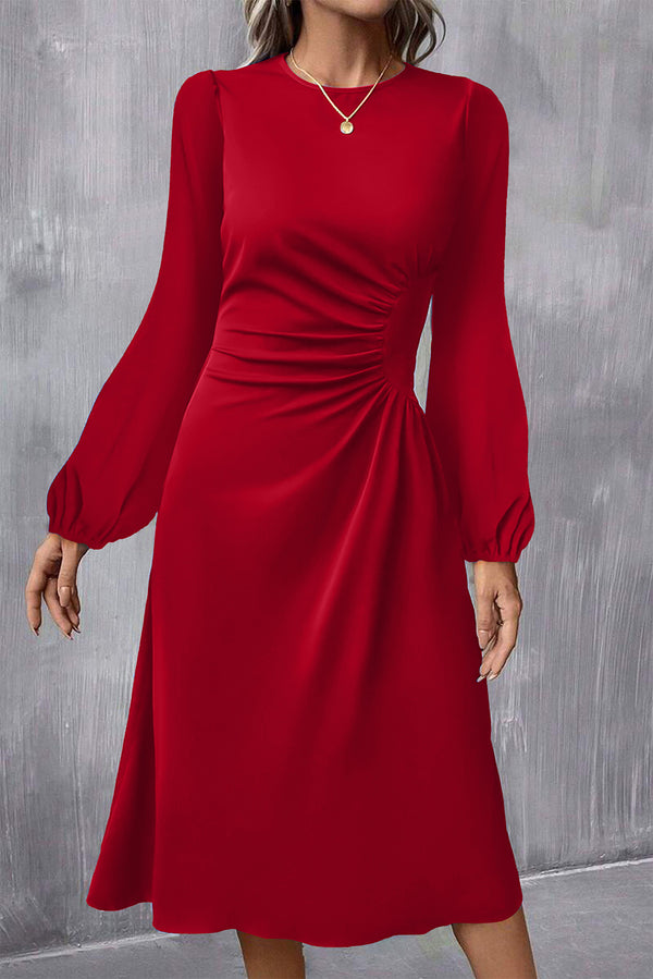 red midi dress