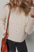 Beige Cable Knit Pearl Embellished Sweater