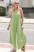 Grass Green Sleeveless V Neck Pocketed Wide Leg Jumpsuit