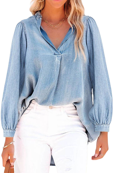 womens-blouses-ruffled-lapel-single-breasted-blouses
