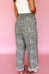 Brown Leopard Print Raw Hem Elastic Waist Loose Pull On Jeans