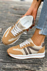 Brown Varsity Color Block Patchwork Lace-up PU Leather Sneakers