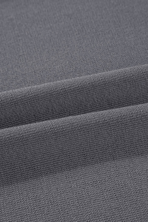 Medium Grey Contrast Trim Half Sleeve Top Drawstring Pants Loose 2pcs Sweater Suit