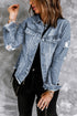 sky-blue-lapel-distressed-raw-hem-buttons-denim-jacket