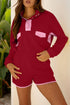 half button sweatshirt short set