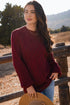 Red Dahlia Solid Color Textured Knit High Neck Drop Shoulder Sweater