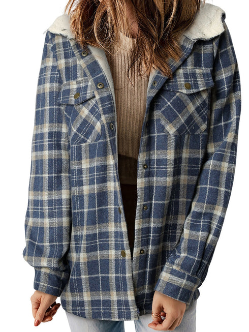 blue-plaid-pattern-sherpa-lined-hooded-shacket