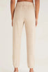 Beige Zip Contrast Collar Patchwork Pullover Drawstring Pants 2pcs Outfit