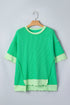 Mint Green Loose Uneven Hem Twist Ribbed T Shirt