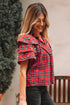 plaid short sleeve blouse