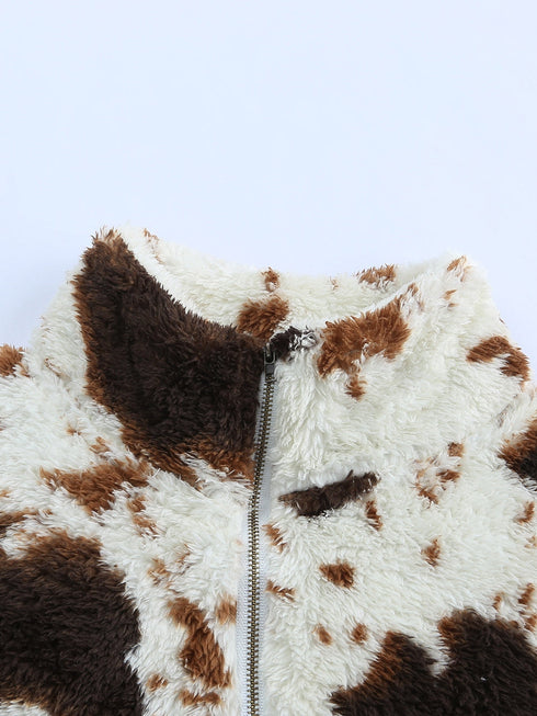 zip-collar-cow-print-fleece-sweatshirt