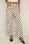 White Polka Dot Print Patched Pocket Loose Pants