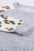 Gray Round Neck Leopard Long Sleeve Top
