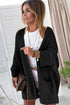 Black Oversized Fold Over Sleeve Open Front Cardigan