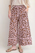 Pink Leopard Wide Leg Cropped Pants