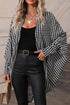 Black Houndstooth Print Open Front Long Dolman Kimonos