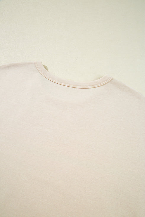 Beige Vibrant Striped Detail Athleisure 2pcs Short Set