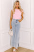 Beau Blue Mid Rise Pearl Embellished Split Wide Leg Jeans
