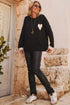 Black Heart Chest Contrast Cuffs Baggy Sweater
