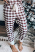 Black Christmas Fashion Plaid Long Sleeve Shirt Contrast Drawstring Pants Set