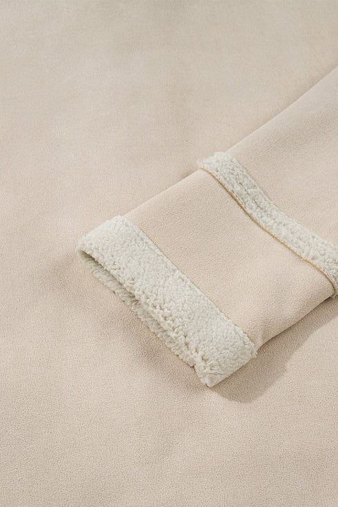 Parchment Suede Sherpa Lined Western Loose Jacket