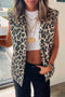 Brown Leopard Open Front Jacket Vest