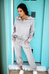 Light Grey Zip Collar Long Sleeve Top Drawstring Pants Set