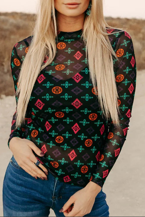 western print top