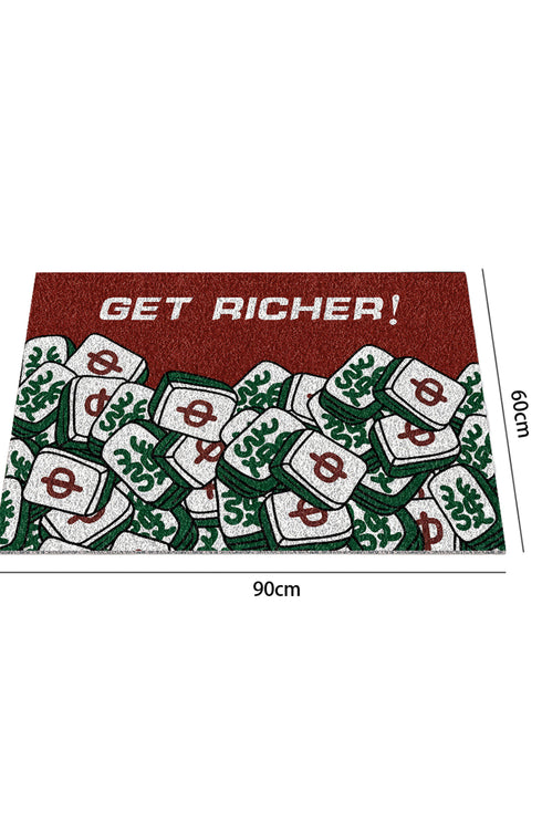 Racing Red GET RICHER Mahjong Printed Door Mat