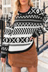 Black Abstract Print Pullover Sweater
