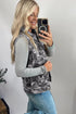 Gray Camo Cargo Denim Vest